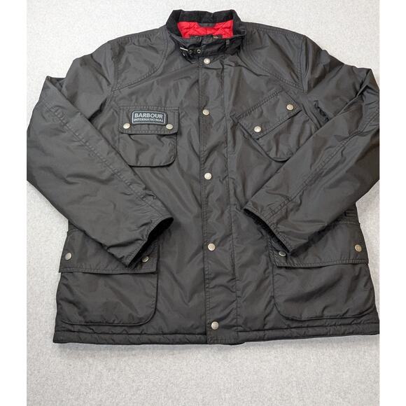 Barbour International Mens XL Black Lightning Jacket Corduroy Collar Waterproof - Picture 1 of 15